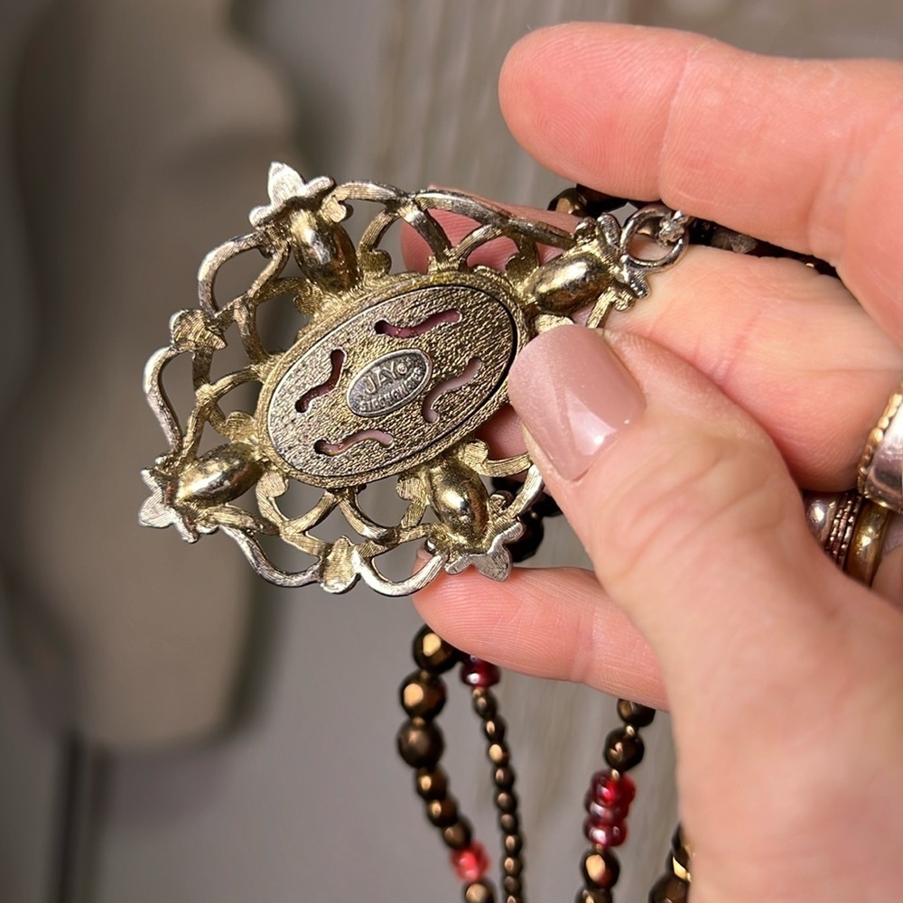 80's Vintage Jay Strongwater Multi Strand Crystal Necklace with Pendant - Picture 11 of 16